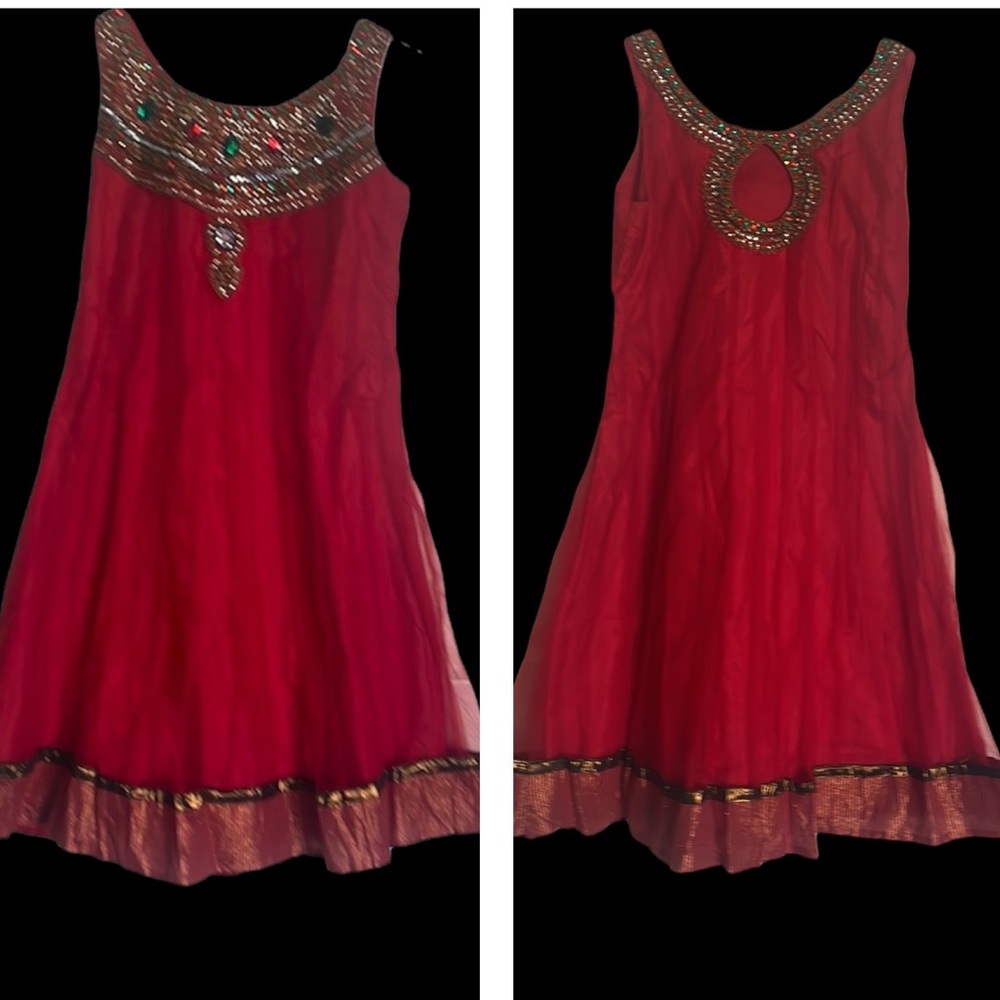 Heavy Net Stone Embroidered Anarkali Long Kurt